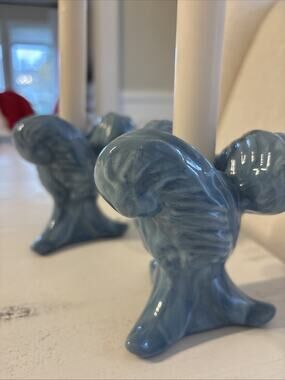 Two Haegar Blue Candle Holders Vintage